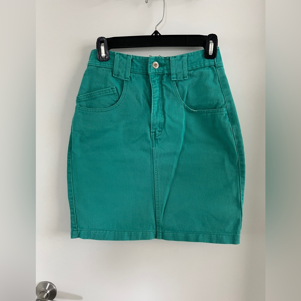 Vintage teal Western jean skirt